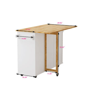 English Elm Kitchen Rolling Island Cart with Solid Wood Top Three Drawers and Cabinet Storage W75763043