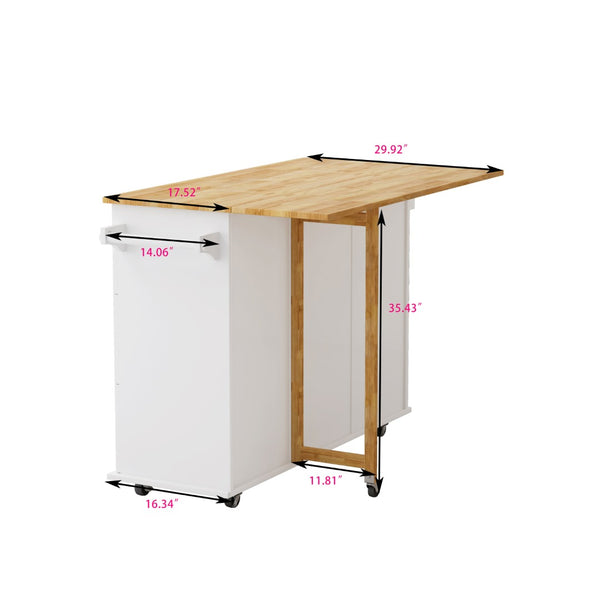 English Elm Kitchen Rolling Island Cart with Solid Wood Top Three Drawers and Cabinet Storage W75763043