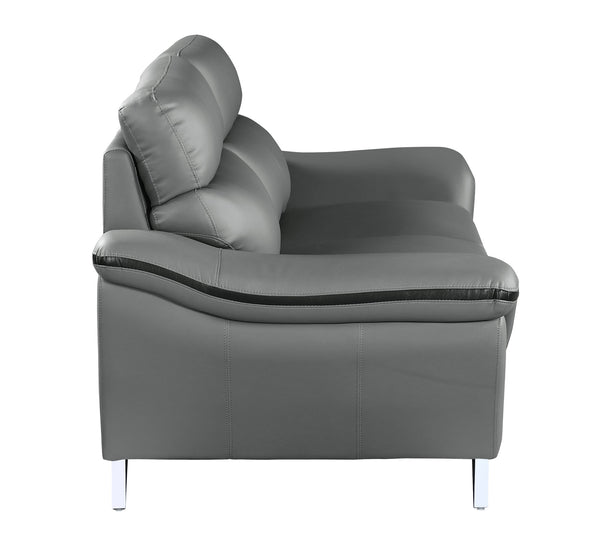 English Elm Genuine premium leather lounge chair with supportive cushioning, durable frame and elegant modern design Gray B05777856