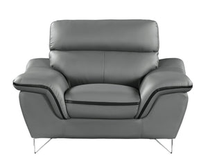 English Elm Genuine premium leather lounge chair with supportive cushioning, durable frame and elegant modern design Gray B05777856