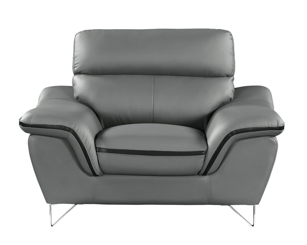 English Elm Genuine premium leather lounge chair with supportive cushioning, durable frame and elegant modern design Gray B05777856