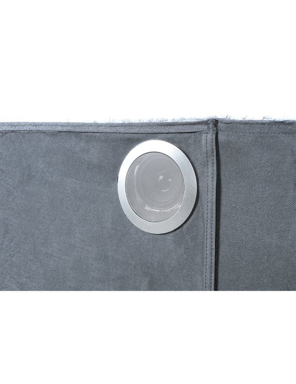 English Elm Lizelle King Bed Gray Velvet with Ambient LED Fireplace, Bluetooth Speakers, USB Ports, Modern Luxe B00977486