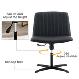 English Elm Black High Grade Pu Material. Home Computer Chair Office Chair Adjustable 360 ° Swivel Cushion Chair With Black Foot Swivel Chair Makeup Chair Study Desk Chair. No Wheelsw115167391