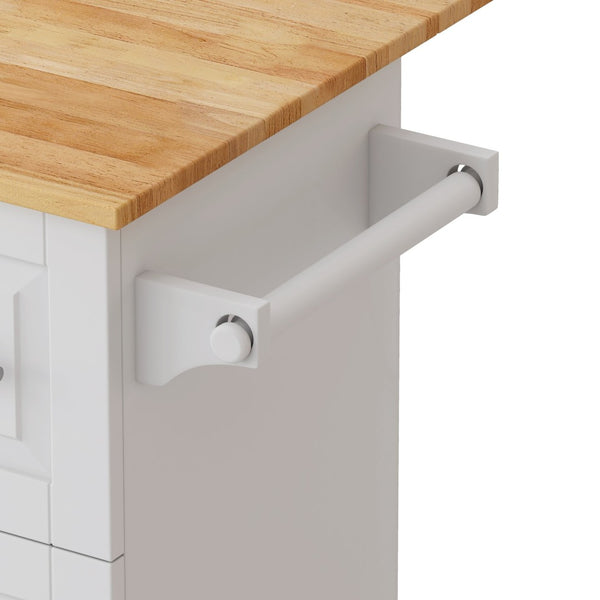 English Elm Kitchen Rolling Island Cart with Solid Wood Top Three Drawers and Cabinet Storage W75763043