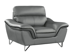 English Elm Genuine premium leather lounge chair with supportive cushioning, durable frame and elegant modern design Gray B05777856