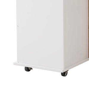 English Elm Kitchen Rolling Island Cart with Solid Wood Top Three Drawers and Cabinet Storage W75763043