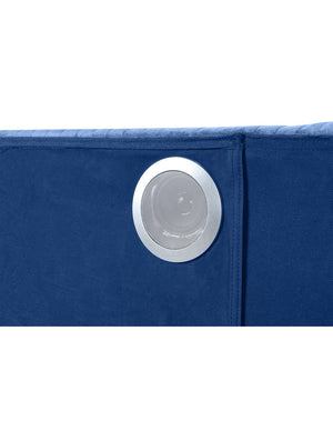 English Elm Upholstery Lizelle King Bed with Fireplace Display, Bluetooth Speakers, USB Ports, Velvet Tall Headboard B00977490