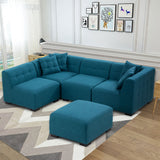 English Elm Sectional Sofa With Removable Ottoman Green