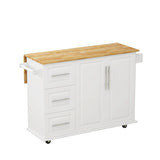 Hearth and Haven Kitchen Island Cart with 2 Door Cabinet and Three Drawers, 43.31 Inch Width with Spice Rack, Towel Rack W75763043
