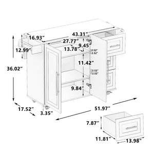 English Elm Kitchen Rolling Island Cart with Solid Wood Top Three Drawers and Cabinet Storage W75763043