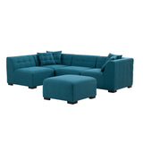 English Elm Sectional Sofa With Removable Ottoman Green