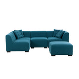 English Elm Sectional Sofa With Removable Ottoman Green