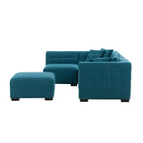 English Elm Sectional Sofa With Removable Ottoman Green