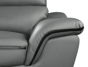 English Elm Genuine premium leather lounge chair with supportive cushioning, durable frame and elegant modern design Gray B05777856