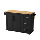 Hearth and Haven Kitchen Island Cart with 2 Door Cabinet and Three Drawers, 43.31 Inch Width with Spice Rack, Towel Rack W75763044