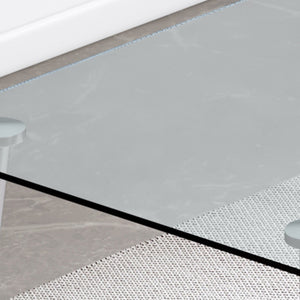 English Elm Table Glass Dining Set With 4 Grey Pu Chairs - Modern Minimalist Design For Stylish Dining Spaces W1151S03931-GIGA