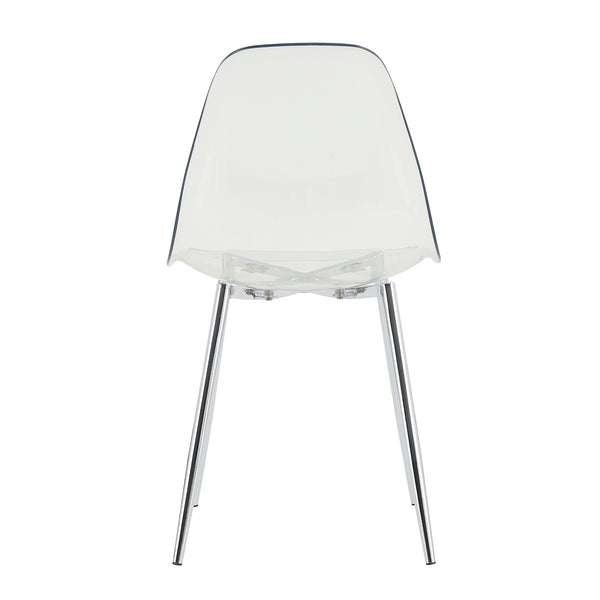 English Elm Modern ergonomic crystal-look dining chair armless plastic seat with durable plated metal legs, comfy curve Transparent W1151111199