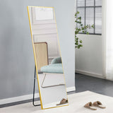 Aluminium Alloy Frame Wall Mounted Full Body Mirror, Bathroom Vanity Mirror, Bedroom Home Decor, Clothing Store Large Mirror, Golden, 63