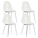 English Elm Modern Simple Transparent Dining Chair Plastic Chair Armless Crystal Chair Nordic Creative Makeup Stool Negotiation Chair Set Of 4 and Plating Metal Legw115164140,Tw-1200