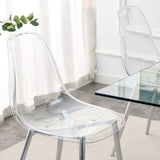 English Elm Modern Simple Transparent Dining Chair Plastic Chair Armless Crystal Chair Nordic Creative Makeup Stool Negotiation Chair Set Of 4 and Plating Metal Legw115164140,Tw-1200