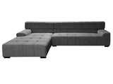 Mid-Century Modern Dark Grey Sectional Sofa Upholstered in Fabric, Spacious 125.98