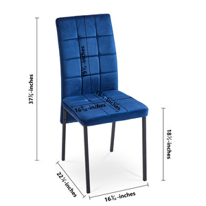 English Elm Dark Navy Velvet Tufted Dining Chairs with Swallowtail Back and Matte Black Legs Set of 4 W116465071