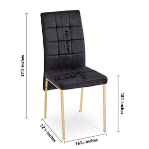 English Elm Dark Navy Velvet Tufted Dining Chairs with Swallowtail Back and Matte Black Legs Set of 4 Black W116465061