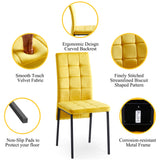 Hearth and Haven Yellow Velvet High Back Nordic Dining Chair Modern Fabric Chair with Black Legs, Set Of 4 W116465072