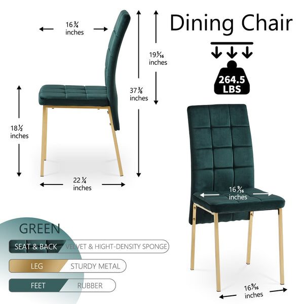 English Elm Dark Navy Velvet Tufted Dining Chairs with Swallowtail Back and Matte Black Legs Set of 4 Green W116465065