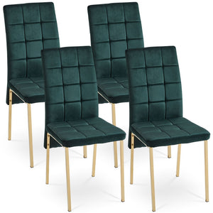 English Elm Dark Navy Velvet Tufted Dining Chairs with Swallowtail Back and Matte Black Legs Set of 4 Green W116465065