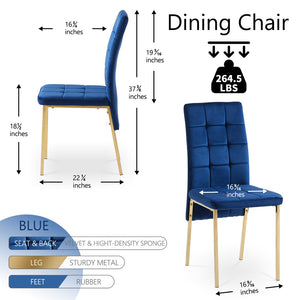 English Elm Dark Navy Velvet Tufted Dining Chairs with Swallowtail Back and Matte Black Legs Set of 4 W116465064