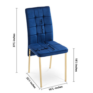 English Elm Dark Navy Velvet Tufted Dining Chairs with Swallowtail Back and Matte Black Legs Set of 4 W116465064