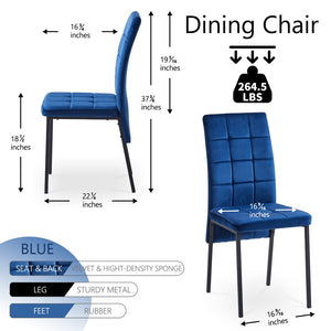 English Elm Dark Navy Velvet Tufted Dining Chairs with Swallowtail Back and Matte Black Legs Set of 4 W116465071