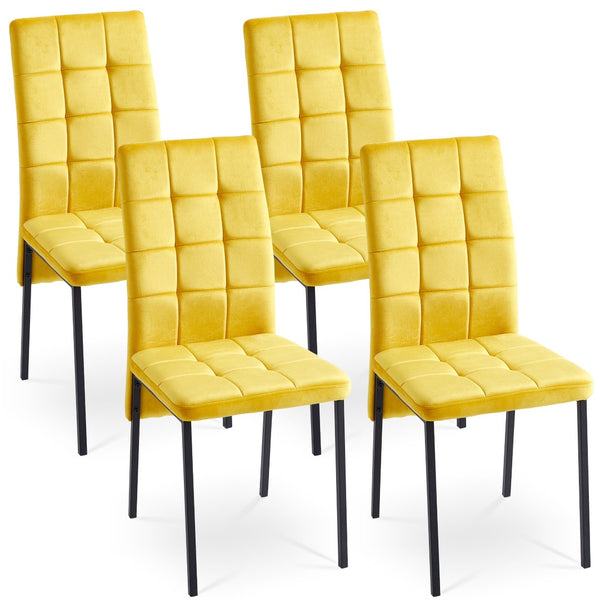 English Elm Dark Navy Velvet Tufted Dining Chairs with Swallowtail Back and Matte Black Legs Set of 4 W116465072