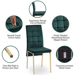 English Elm Dark Navy Velvet Tufted Dining Chairs with Swallowtail Back and Matte Black Legs Set of 4 Green W116465065