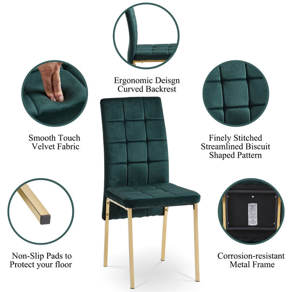 English Elm Dark Navy Velvet Tufted Dining Chairs with Swallowtail Back and Matte Black Legs Set of 4 Green W116465065