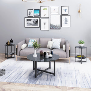 English Elm 35.5'' Round Tempered Glass Coffee Table Transparent Modern Living Room Center W24157589