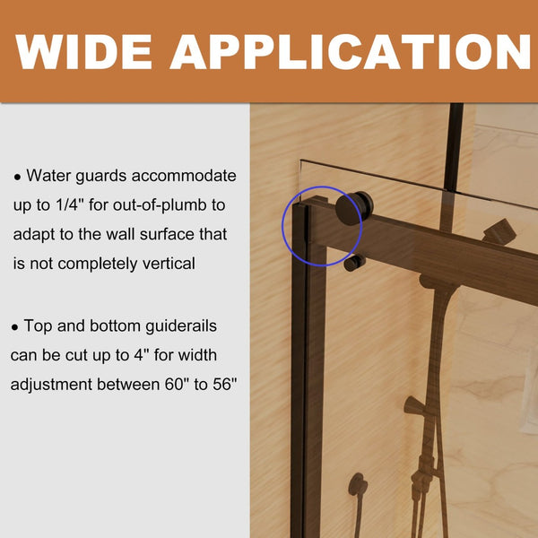 English Elm 60 Inch Matte Black Bypass Sliding Shower Door with Tempered Clear Glass Panels W637P189749
