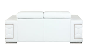 English Elm Top Grain Italian Leather Loveseat with High-Density Foam, Stainless Steel Legs & Solid Wood Frame, Plush Durable Seating for Modern Living Room White B05777917