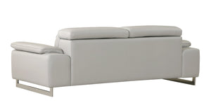 English Elm Global Top Grain Italian Leather Sofa with 3-Layer High-Density Foam, Stainless Steel Legs, Solid Wood Frame Light Gray B05777903