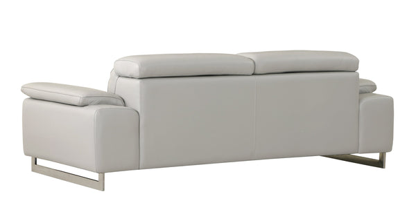 English Elm Global Top Grain Italian Leather Sofa with 3-Layer High-Density Foam, Stainless Steel Legs, Solid Wood Frame Light Gray B05777903