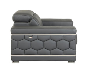English Elm Top Grain Italian Leather Chair with 3-Layer High-Density Foam, Stainless Steel Legs, Solid Frame Dark Gray B05777913
