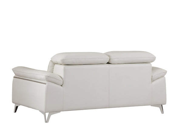 English Elm Global United Italian Leather Loveseat Kiln Dried Hardwood Frame Chrome Legs White B05777929