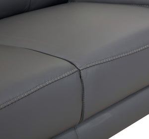 English Elm Global Top Grain Italian Leather Loveseat in Dark Gray with Stainless Chrome Legs & Solid Wood Frame B05777899