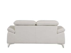 English Elm Global United Italian Leather Loveseat Kiln Dried Hardwood Frame Chrome Legs White B05777929