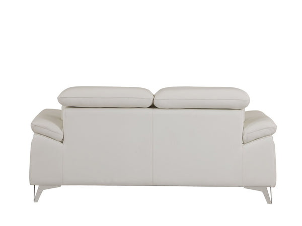English Elm Global United Italian Leather Loveseat Kiln Dried Hardwood Frame Chrome Legs White B05777929
