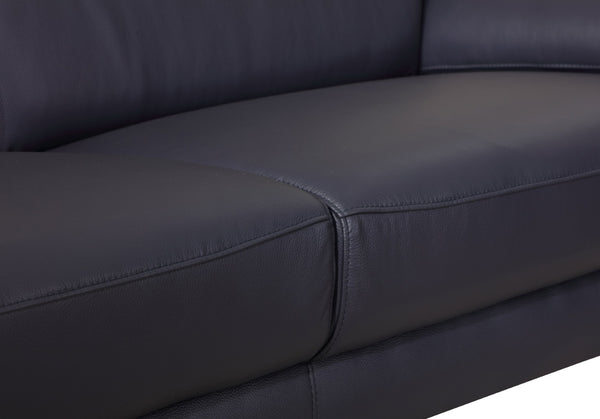 English Elm Global United Italian Leather Loveseat Kiln Dried Hardwood Frame Chrome Legs Navy B05777926