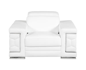 English Elm Top Grain Italian Leather Chair with 3-Layer High-Density Foam, Stainless Steel Legs, Solid Frame White B05777916