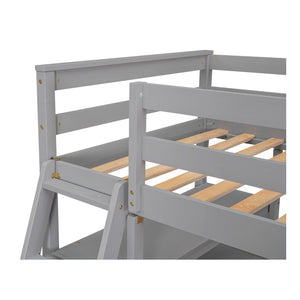 English Elm Twin Loft Bed with Built-In Desk, Shelves and Two Drawers — Pine Wood Sturdy Space-Saving Design Gray GX000423AAE