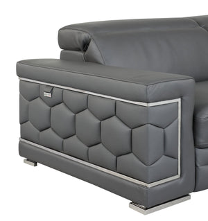 English Elm Top Grain Italian Leather Chair with 3-Layer High-Density Foam, Stainless Steel Legs, Solid Frame Dark Gray B05777913